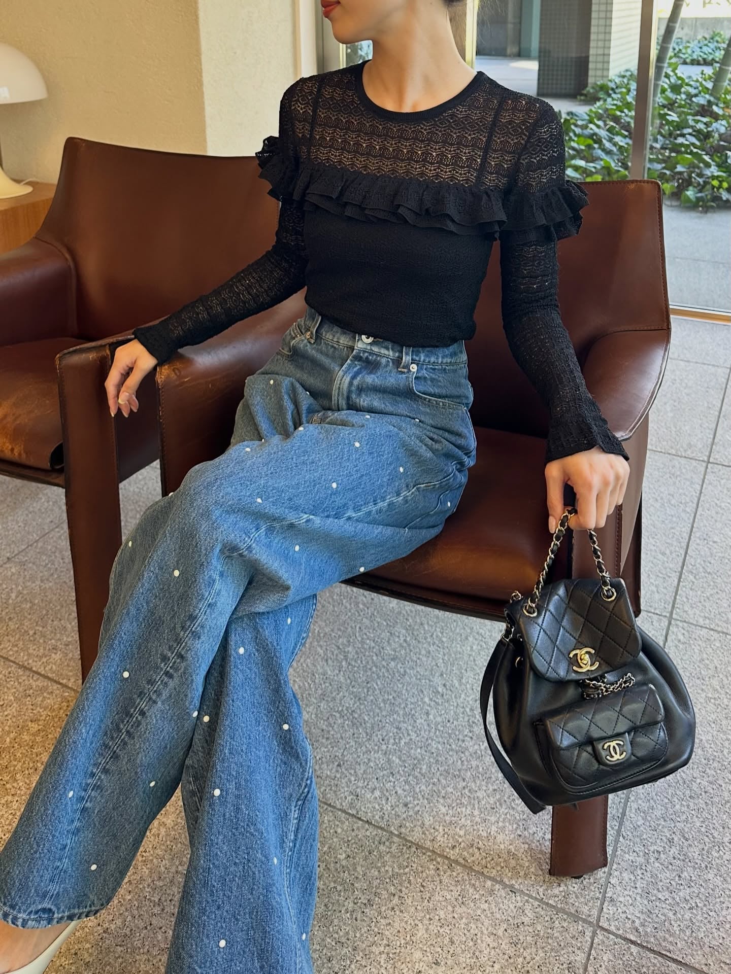 透かし柄ニットプルオーバー Nina