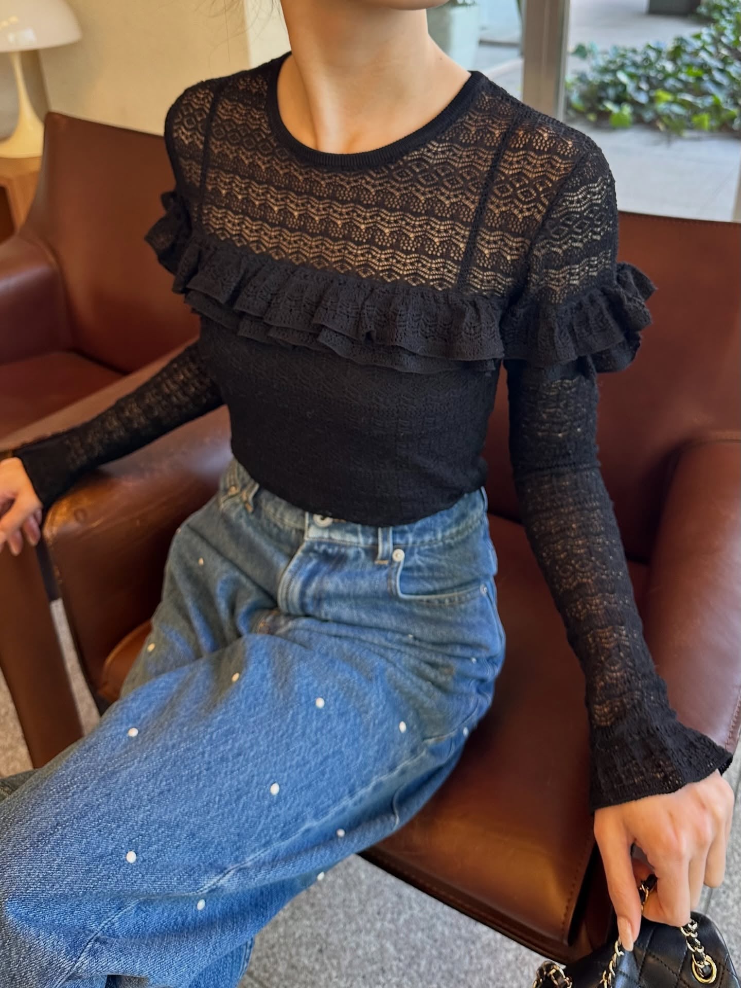 透かし柄ニットプルオーバー Nina