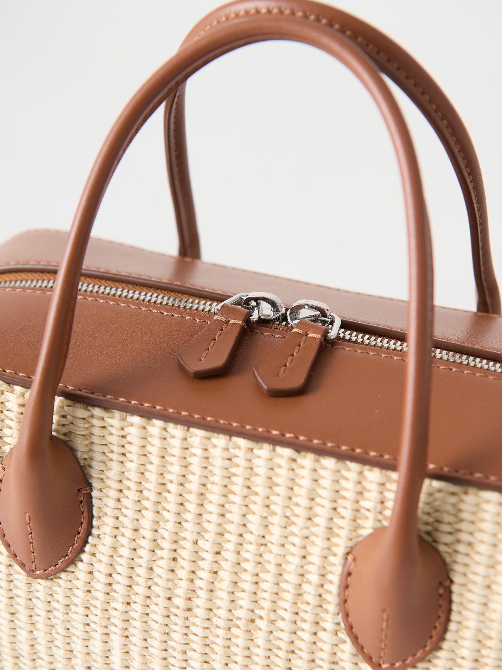ラフィアコンビレザーバッグ Lou ‐ square