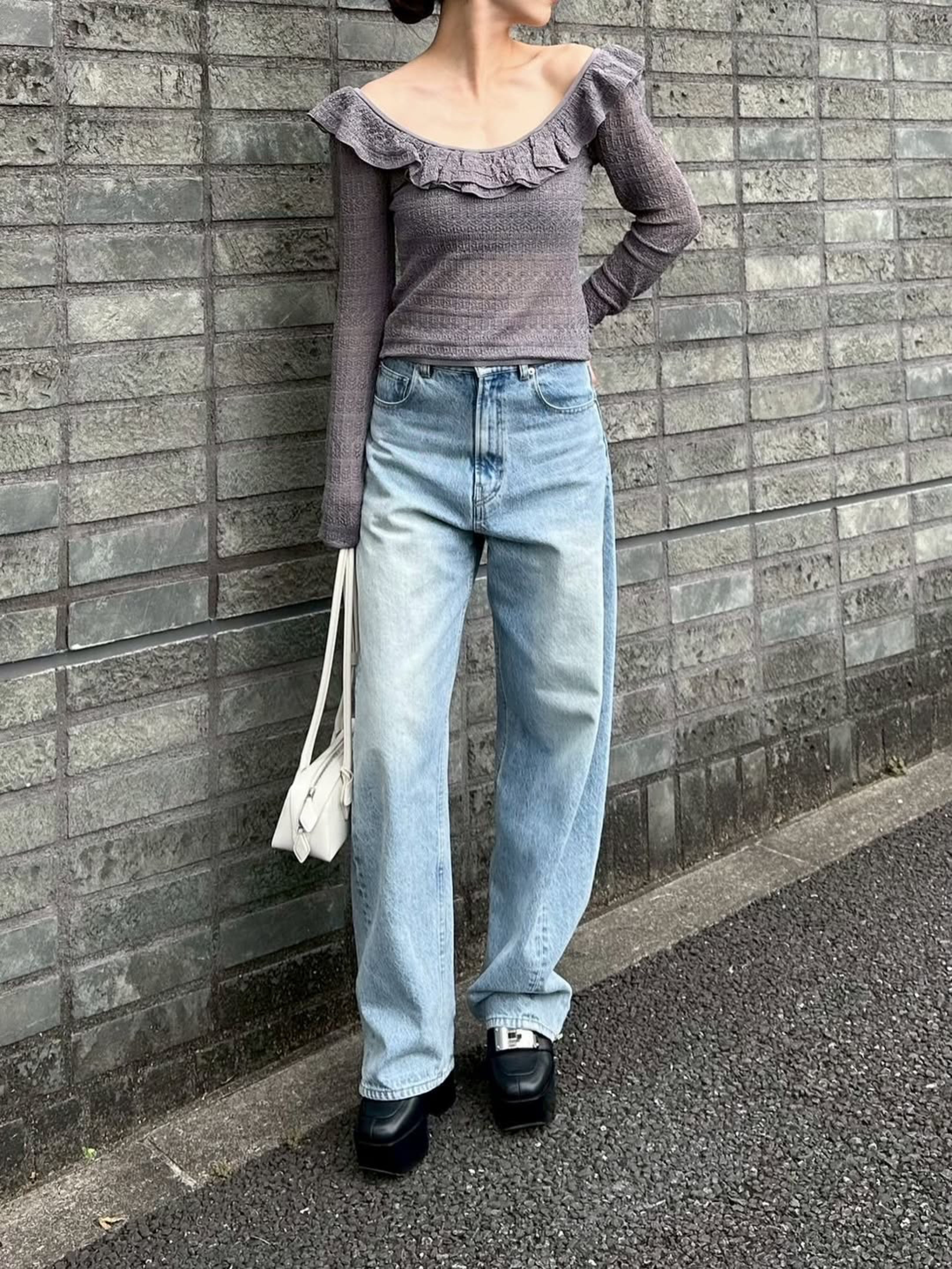 透かし編みフリルニット Tommy