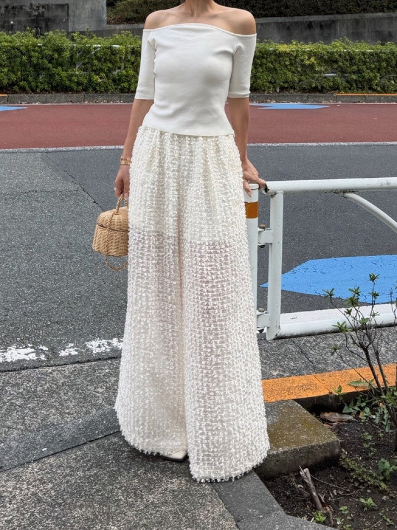 カットジャガードパンツ Brune