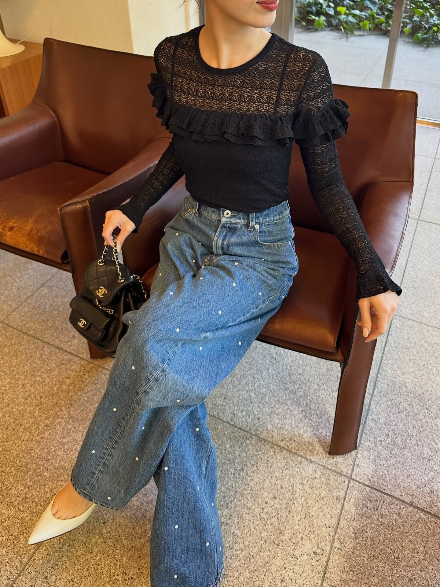 透かし柄ニットプルオーバー Nina