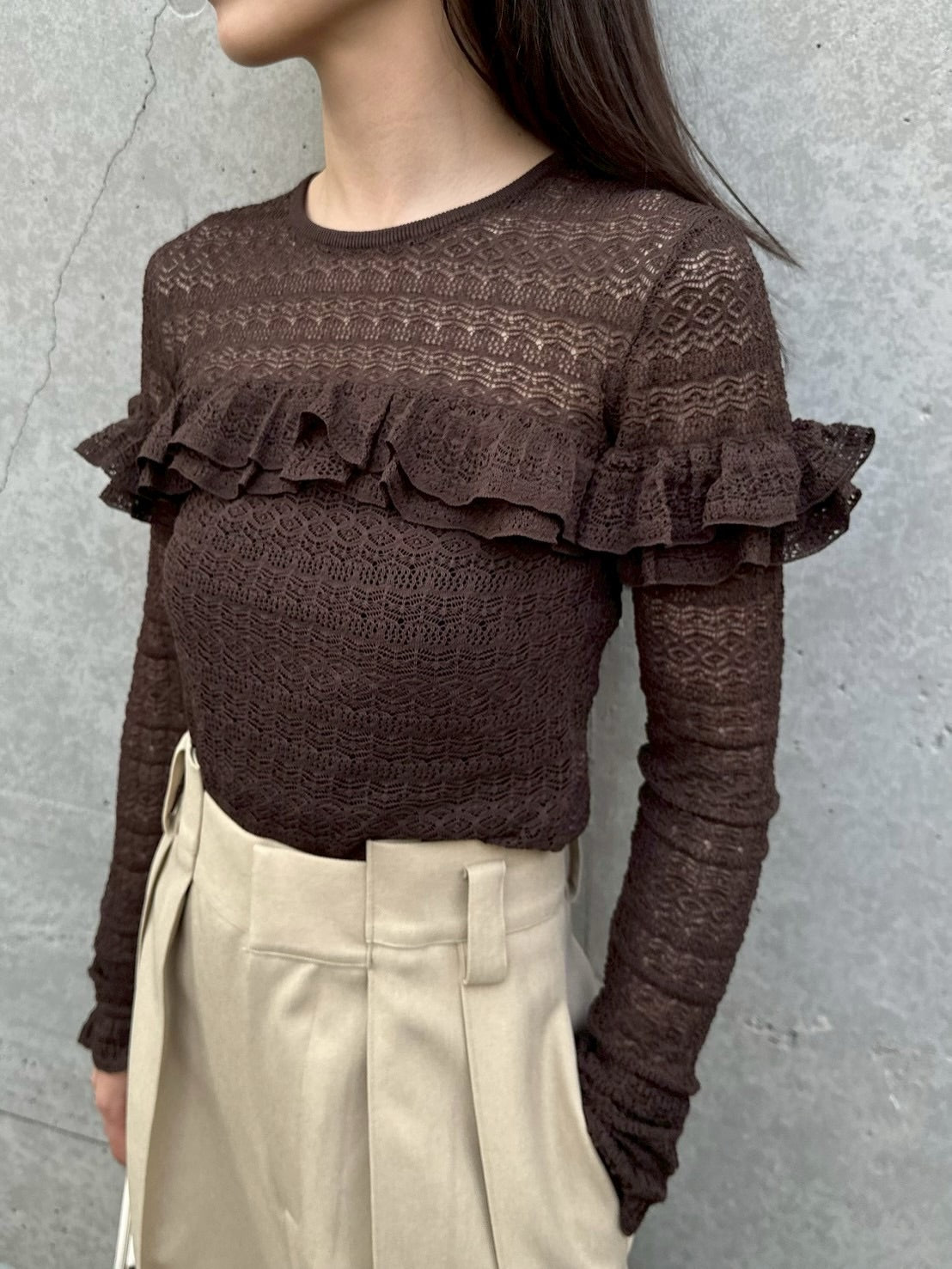 透かし柄ニットプルオーバー Nina