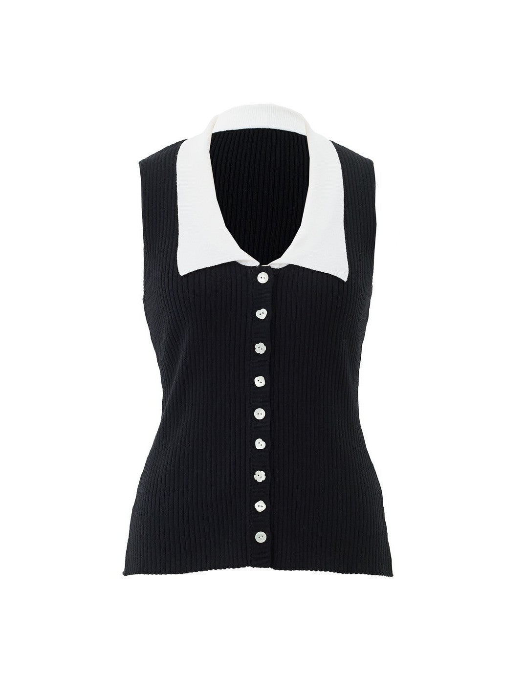 Ribbed collar polo knit Ariel