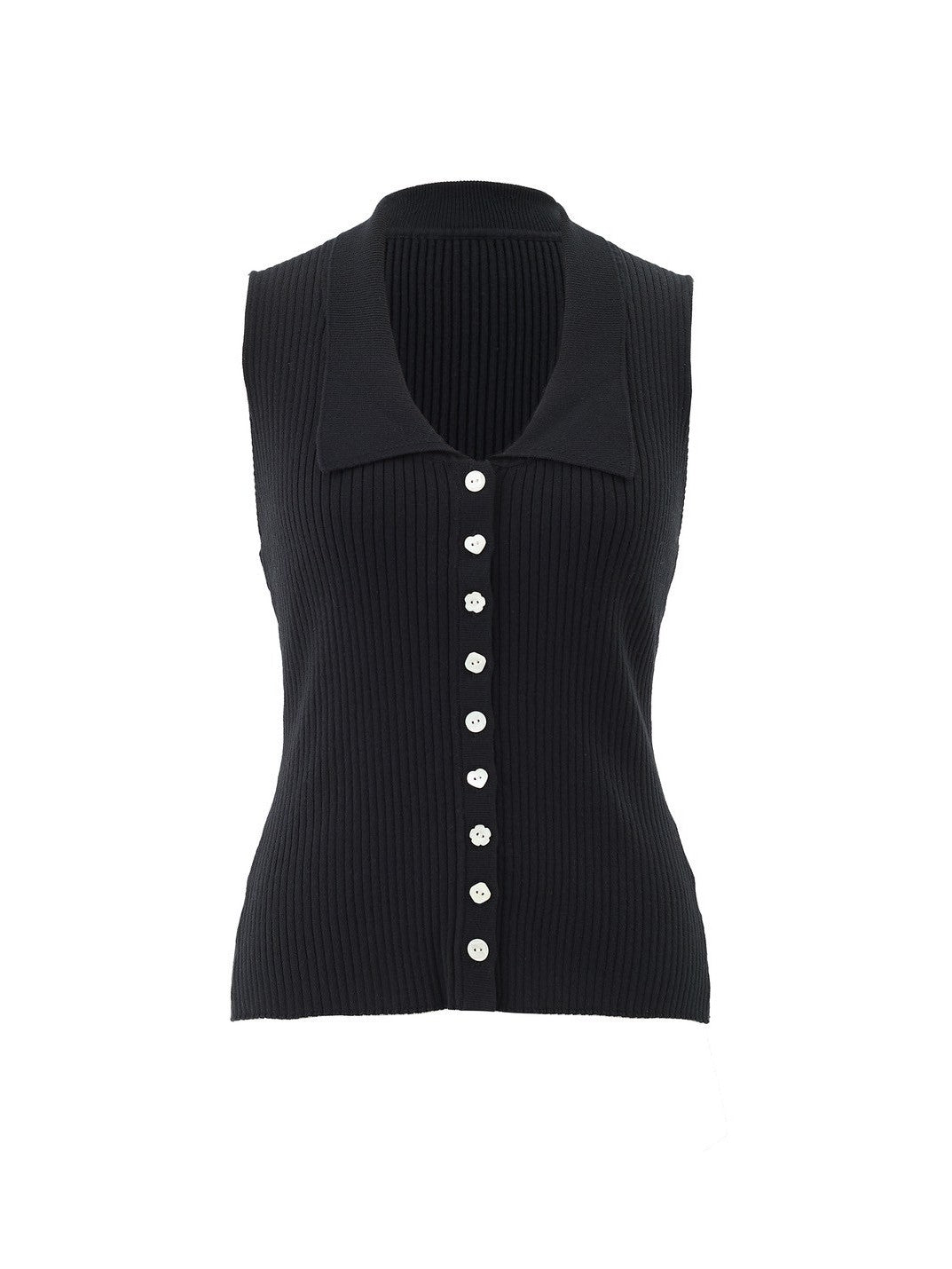 Ribbed collar polo knit Ariel