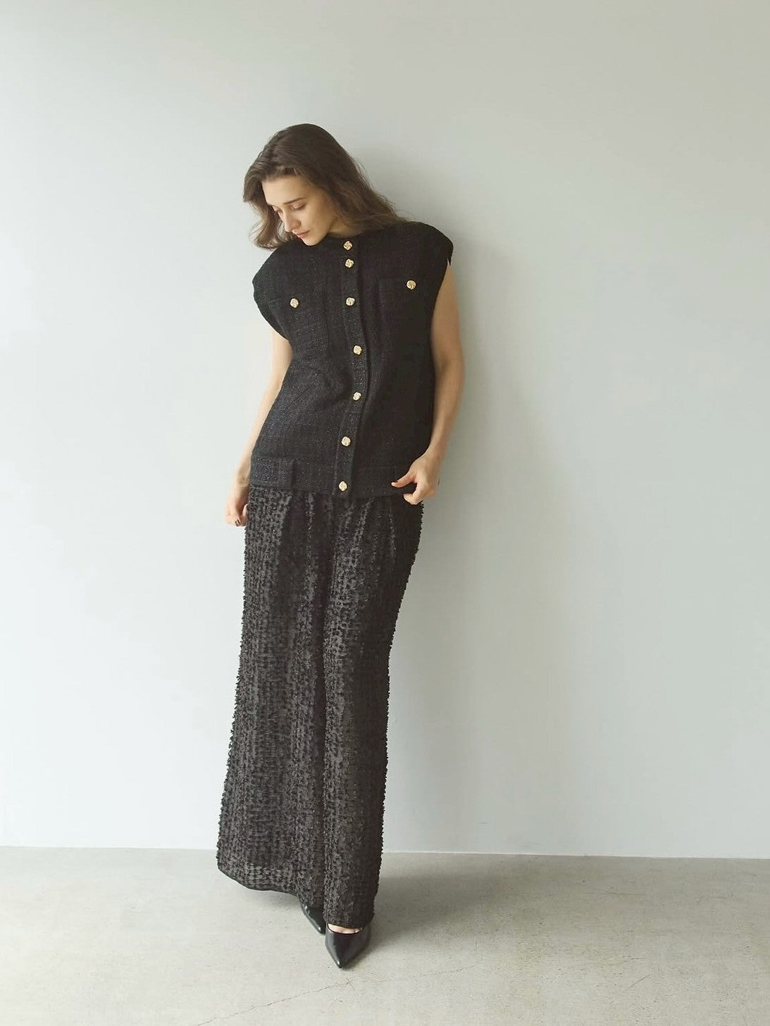 カットジャガードパンツ Brune