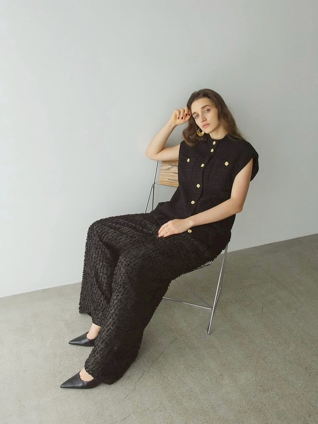 カットジャガードパンツ Brune