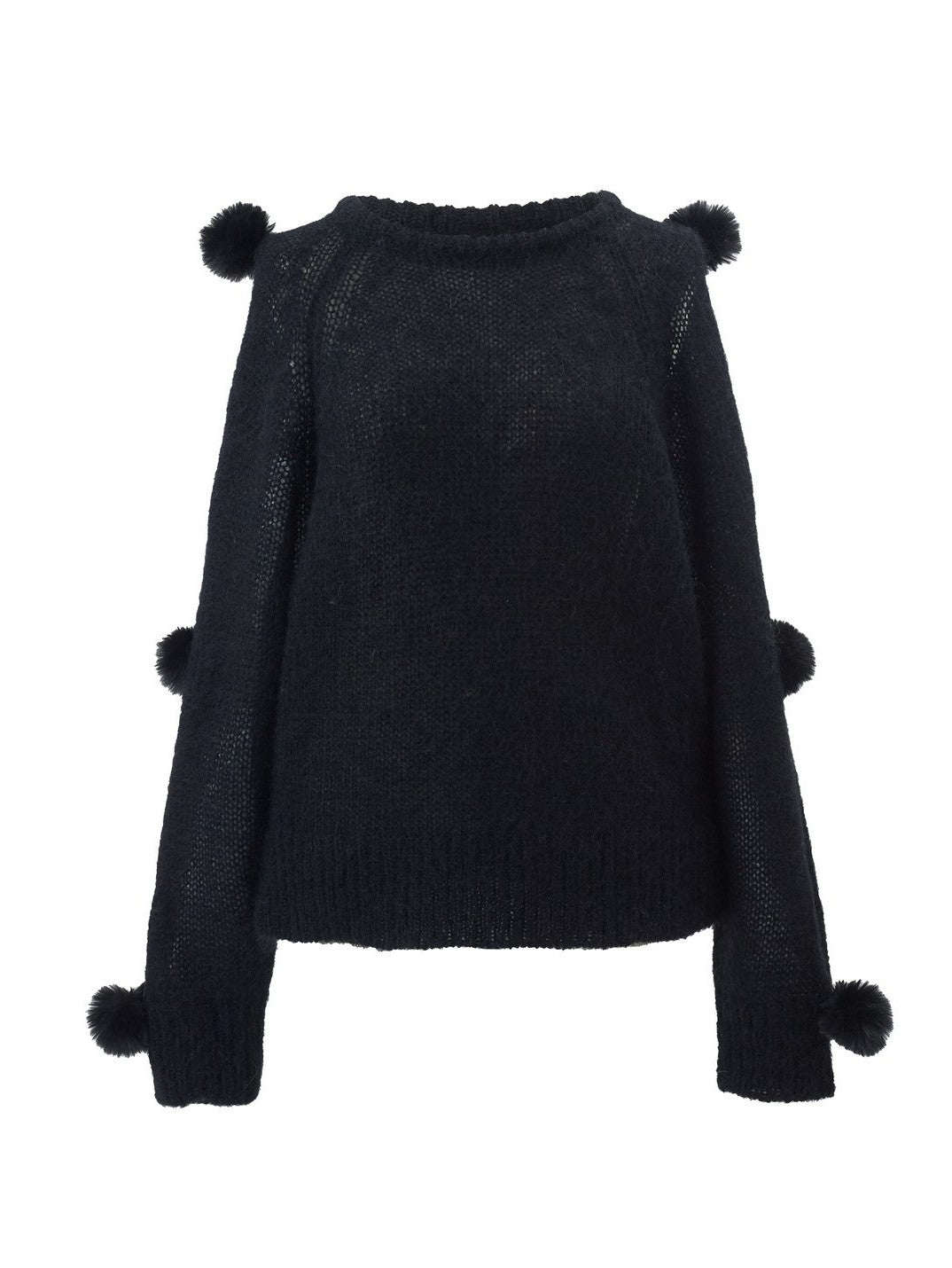 ファーポンポンニット ene