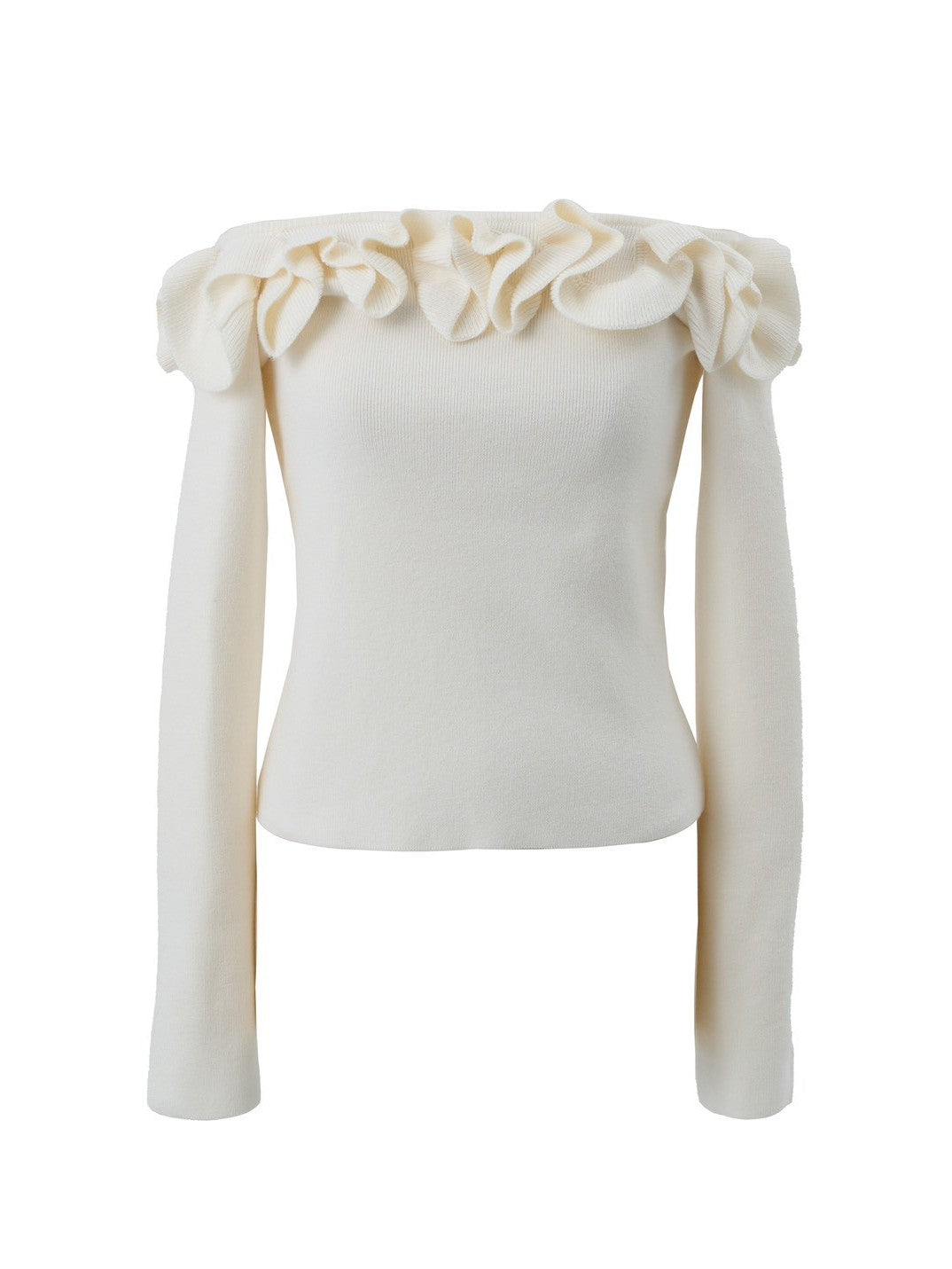 Off-the-shoulder ruffle knit Enora
