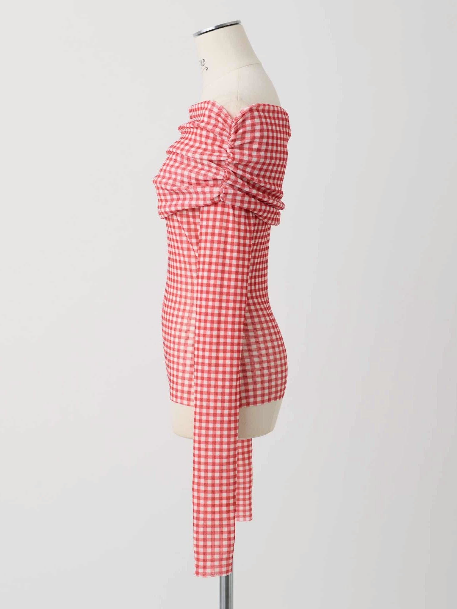 ギンガムオフショルトップス Namie