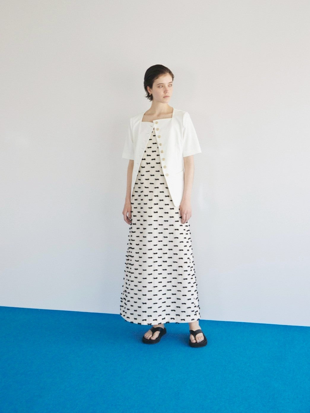 Square collar short sleeve jacket Chary