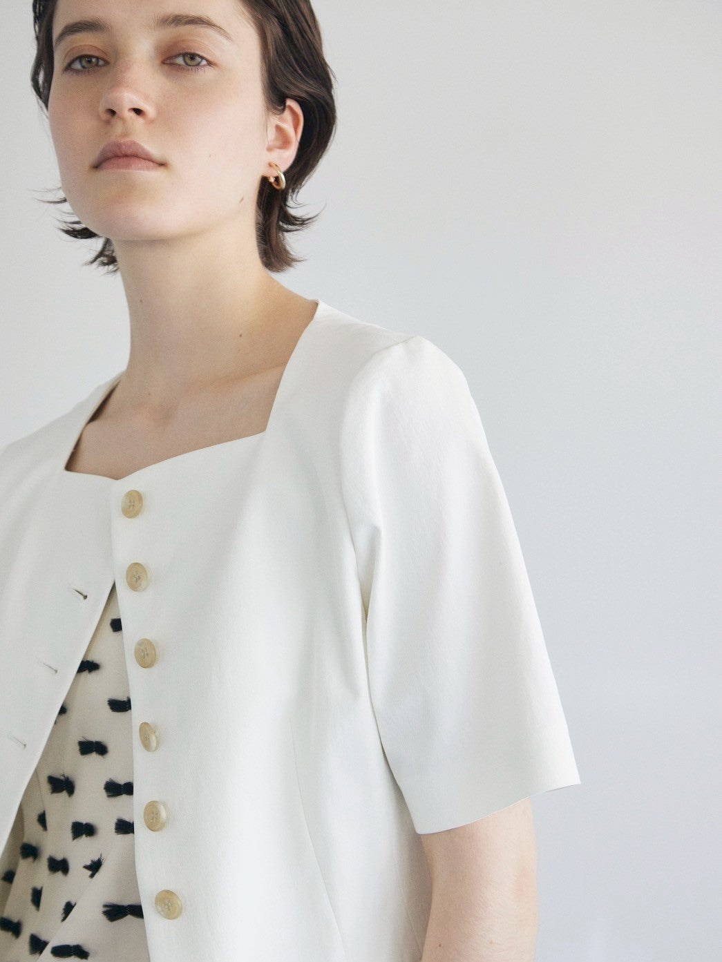 Square collar short sleeve jacket Chary