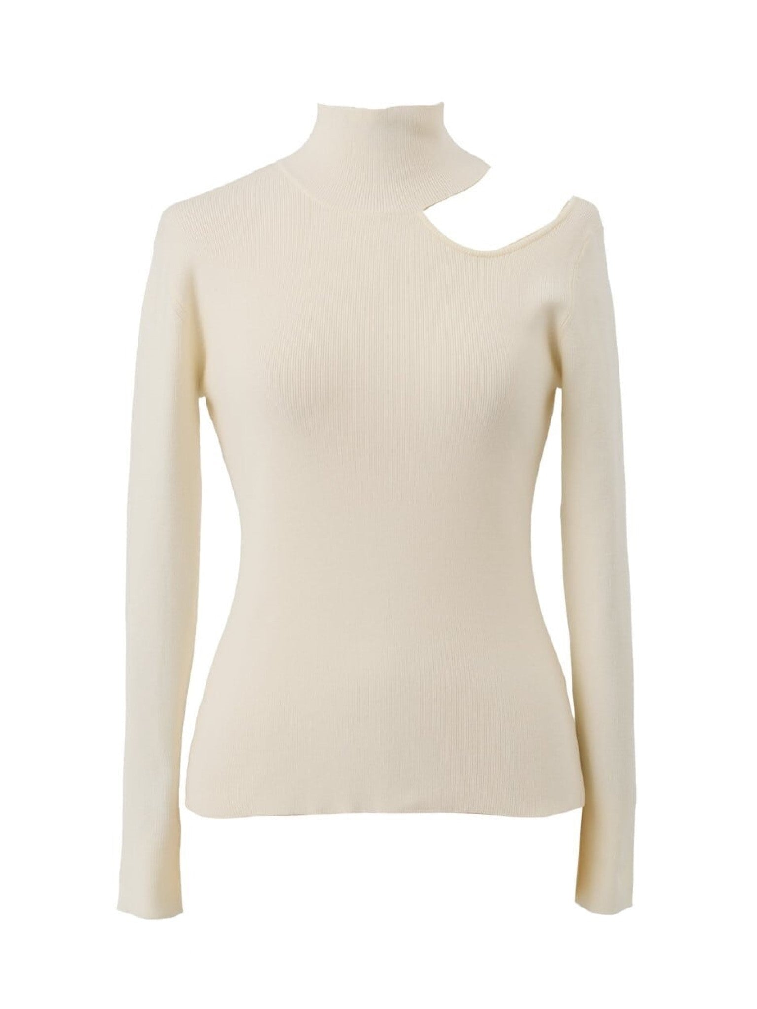 One-shoulder open knit elle