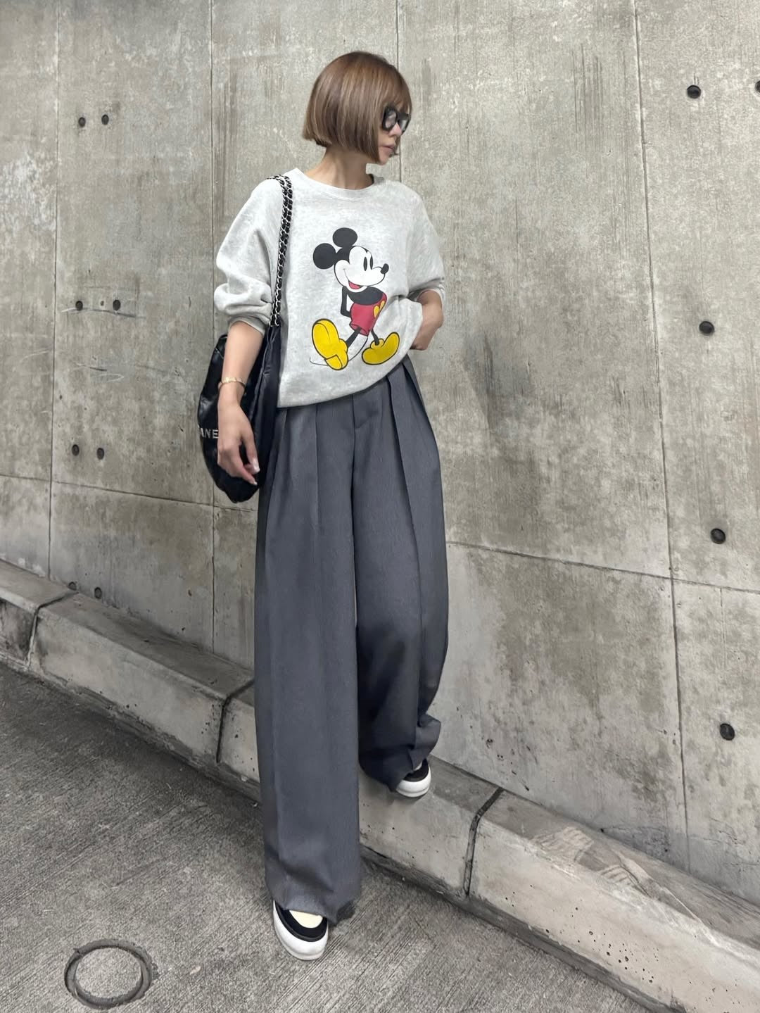cygne シーニュ　ハイウエストタックワイドパンツ Lara グレー ハイウエストタックワイドパンツ Lara グレー | Cygne