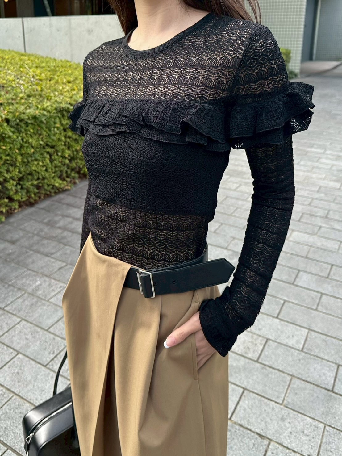 透かし柄ニットプルオーバー Nina