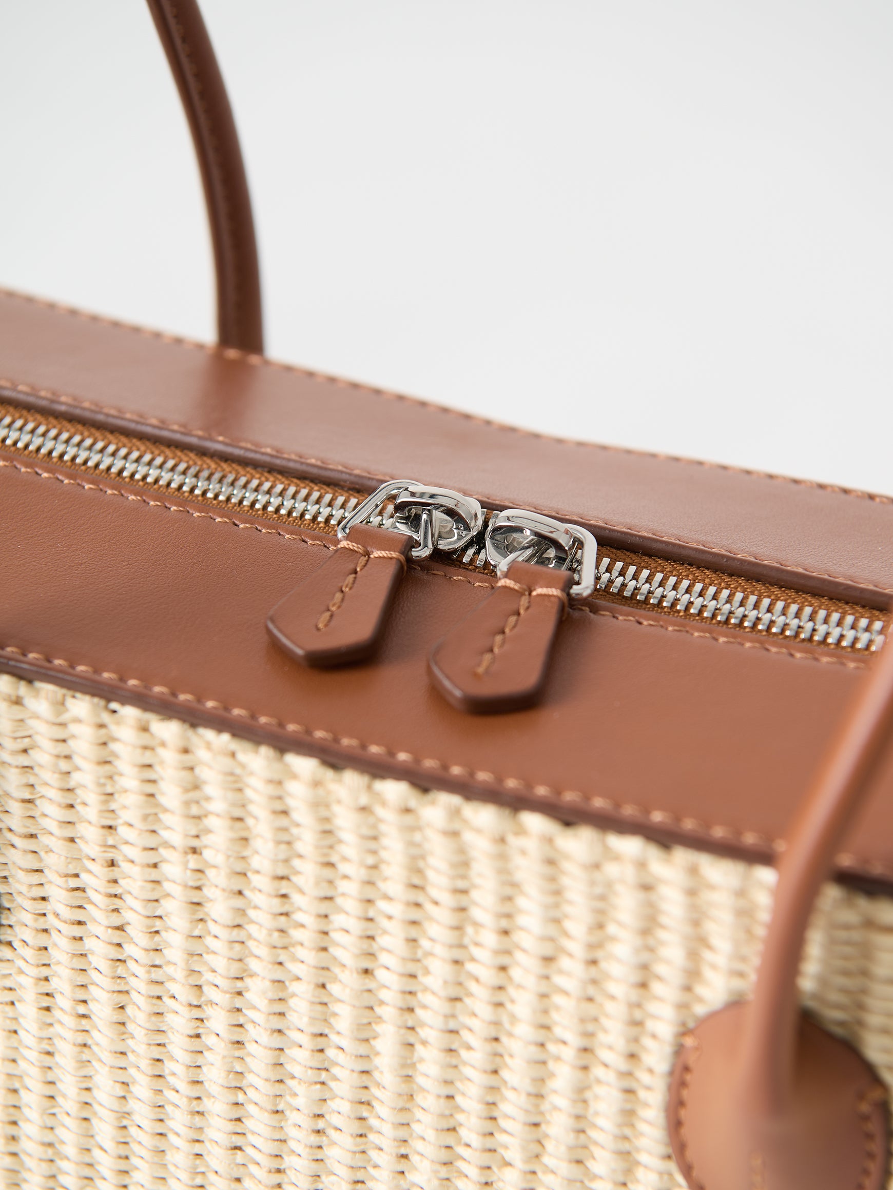 ラフィアコンビレザーバッグ Lou ‐ rectangle