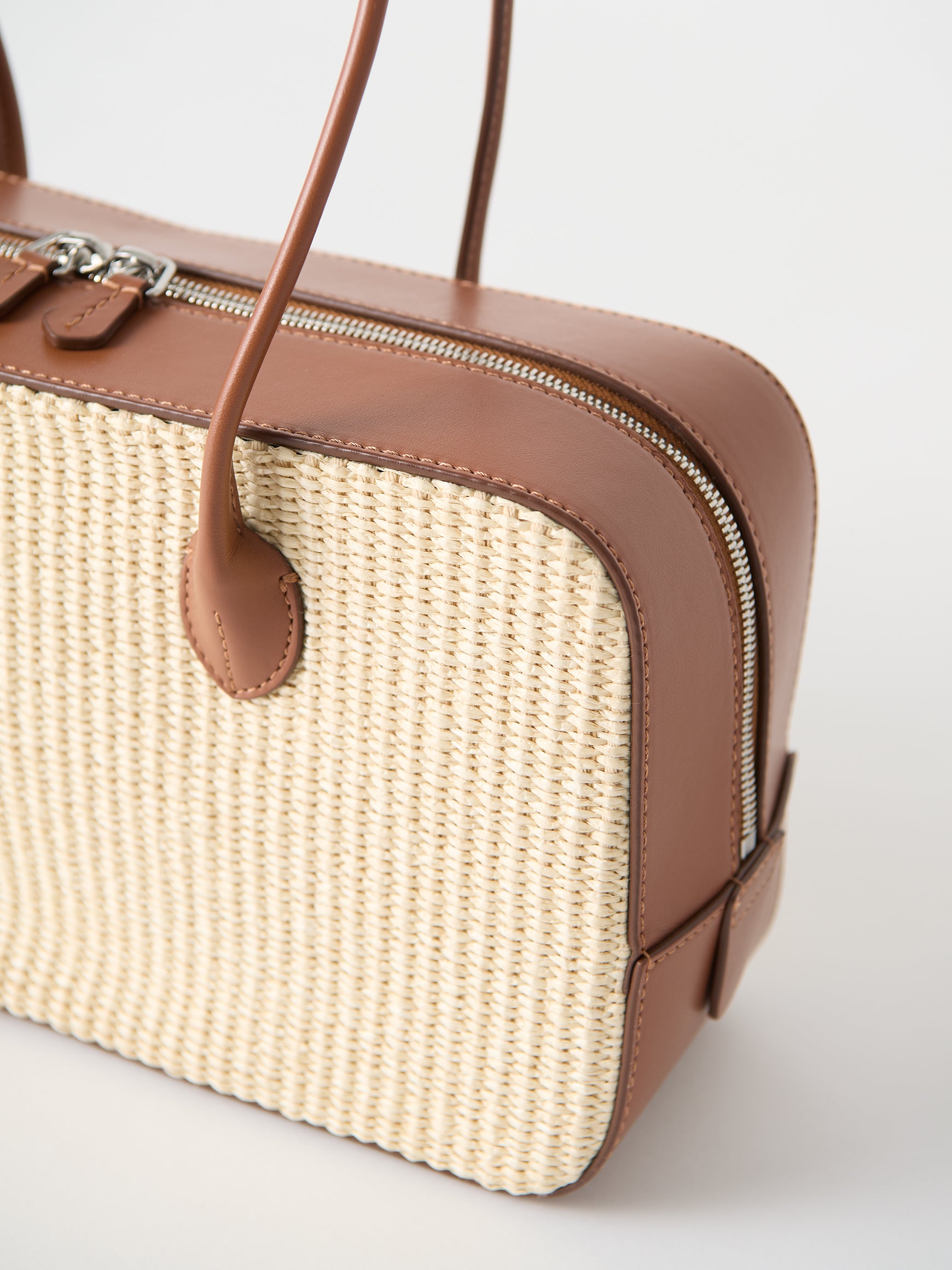 ラフィアコンビレザーバッグ Lou ‐ rectangle