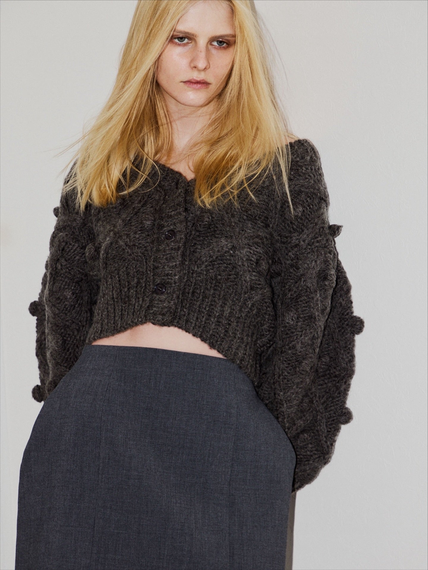 手編みポンポンカーディガン Florent