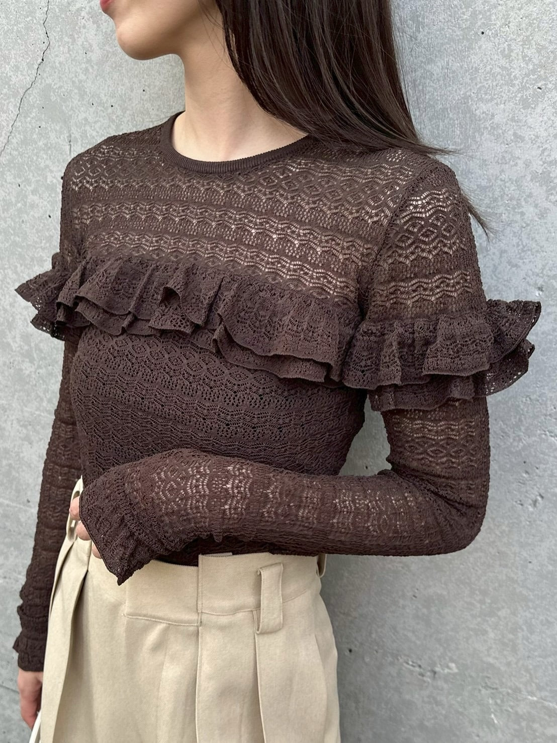 透かし柄ニットプルオーバー Nina