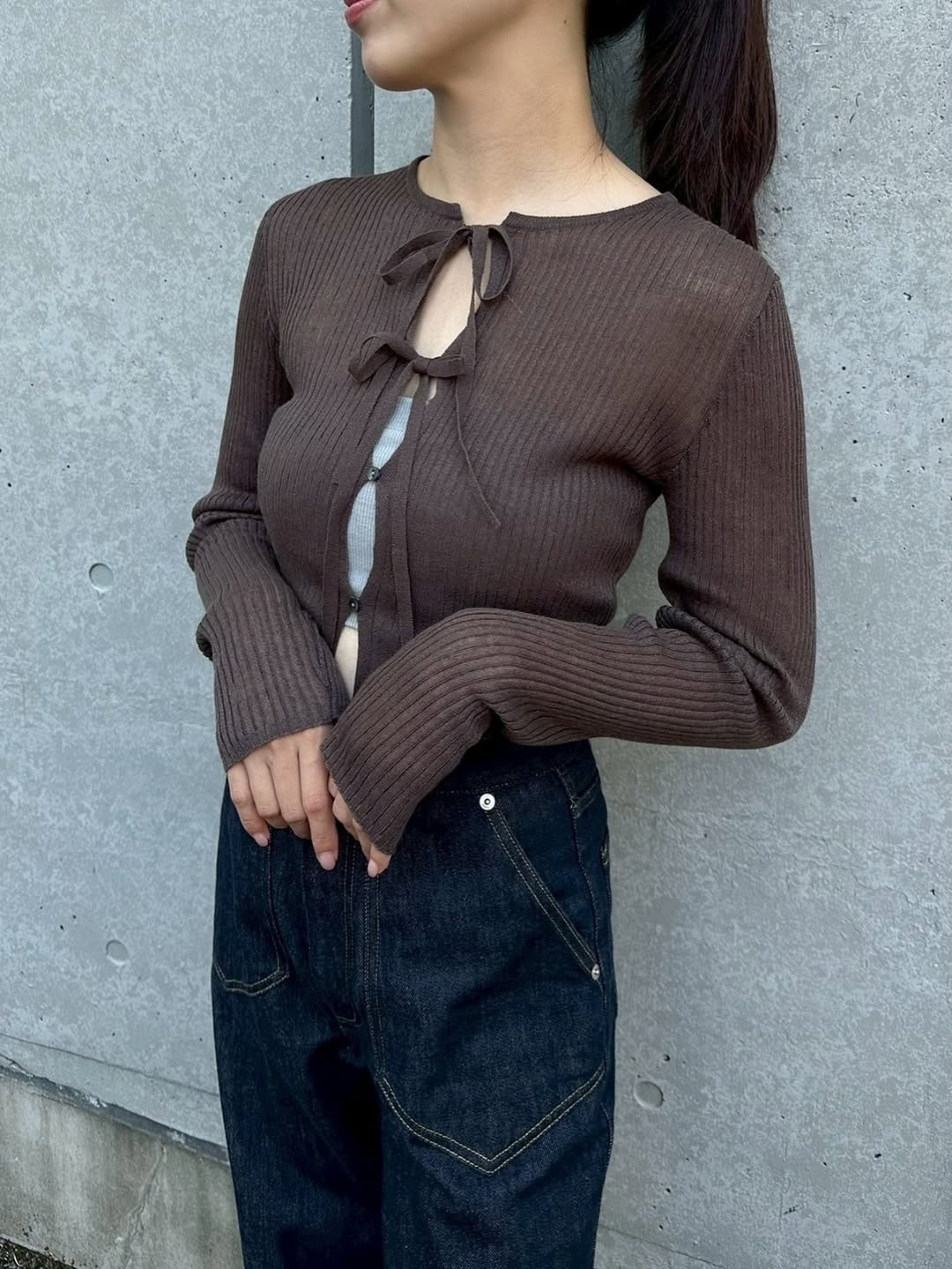 前開きリボンニット Moran