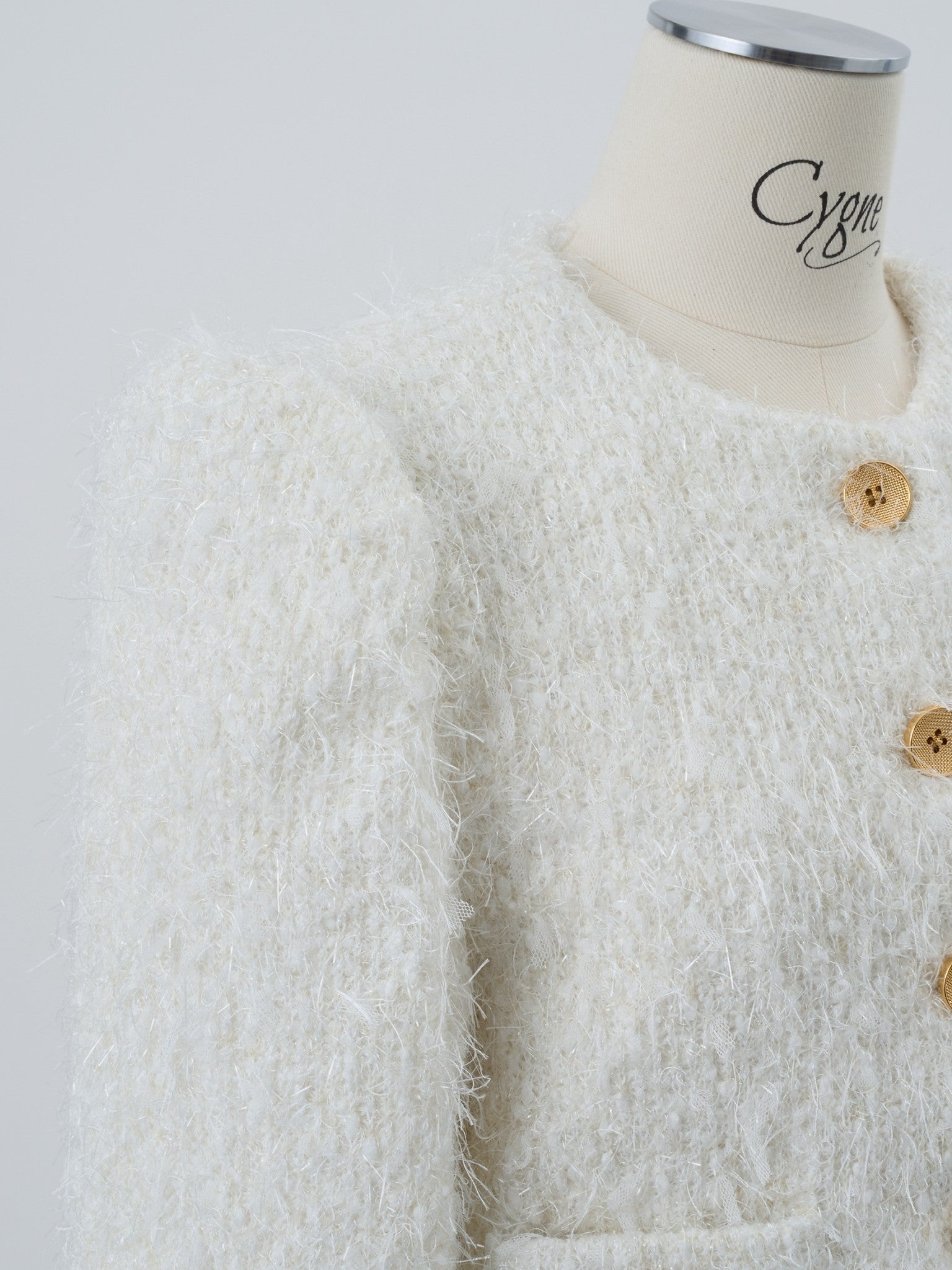 Cygne シーニュ　シャギーツイードジャケットYvonne グレー　サイズ0 専用】Cygne シーニュ シャギーツイードジャケットYvonne グレー