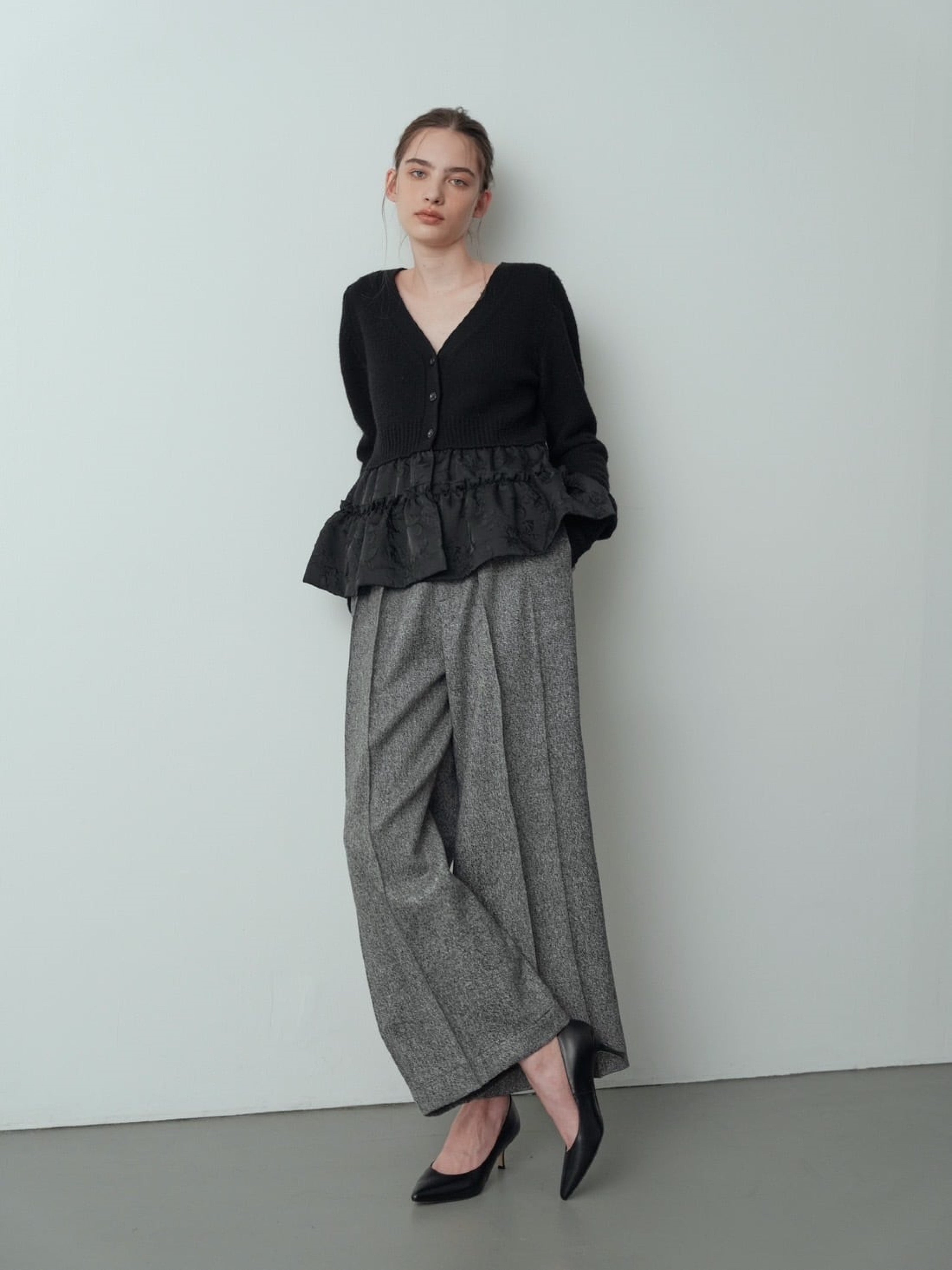 ハイウエストタックワイドパンツLara ネップツイード｜Cygne(シーニュ